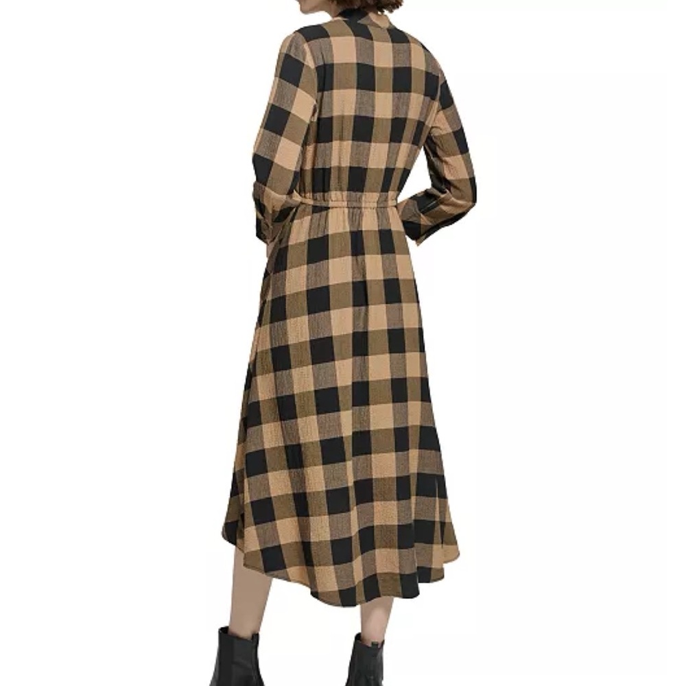 Calvin Klein Buffalo Check Surplice Midi Dress - Picture 2 of 8